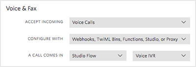 Configure the voice settings for your phone number.